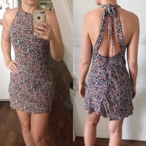 Zara 60s 70s Inspired Floral Shift Halter Dress